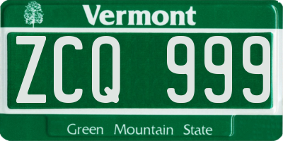 VT license plate ZCQ999