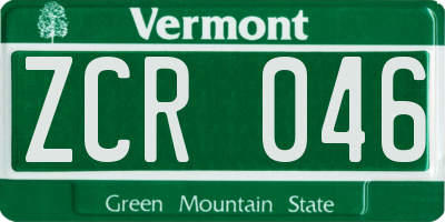VT license plate ZCR046