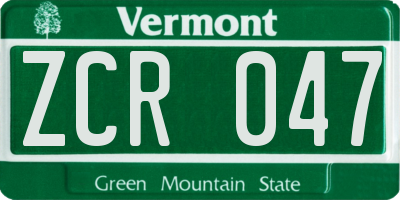 VT license plate ZCR047