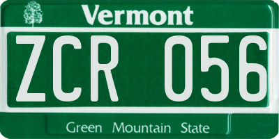 VT license plate ZCR056
