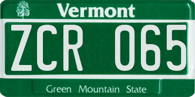 VT license plate ZCR065