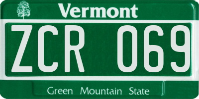 VT license plate ZCR069