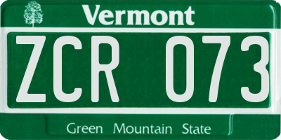 VT license plate ZCR073