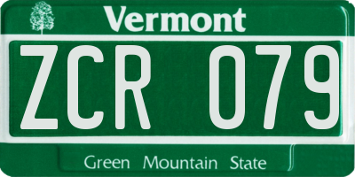 VT license plate ZCR079
