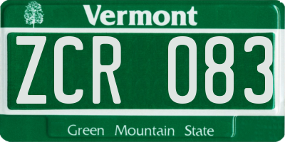 VT license plate ZCR083