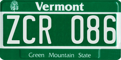 VT license plate ZCR086