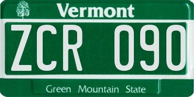 VT license plate ZCR090