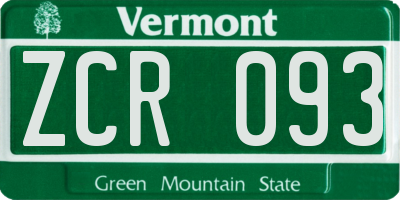VT license plate ZCR093
