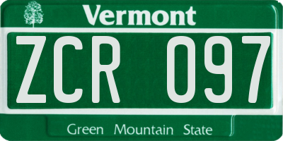 VT license plate ZCR097