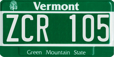 VT license plate ZCR105