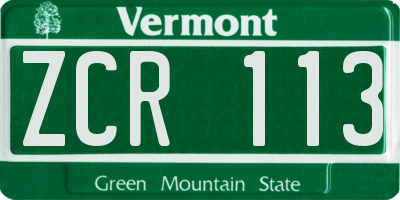 VT license plate ZCR113