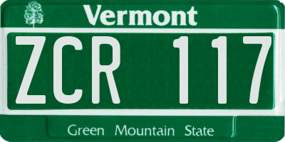 VT license plate ZCR117