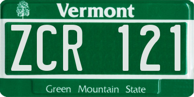 VT license plate ZCR121