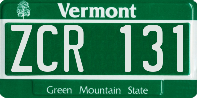 VT license plate ZCR131