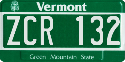 VT license plate ZCR132