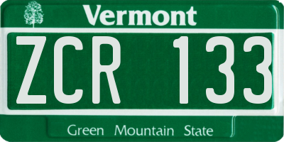 VT license plate ZCR133