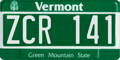 VT license plate ZCR141