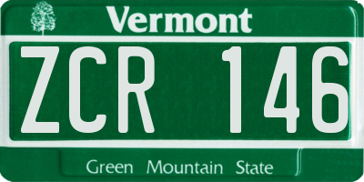 VT license plate ZCR146