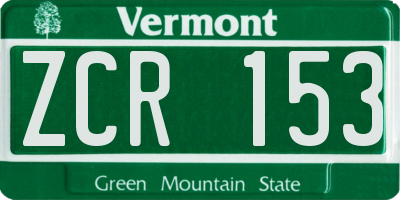 VT license plate ZCR153