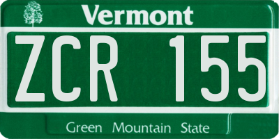VT license plate ZCR155