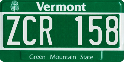 VT license plate ZCR158