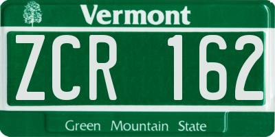 VT license plate ZCR162