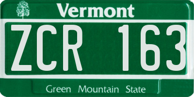 VT license plate ZCR163