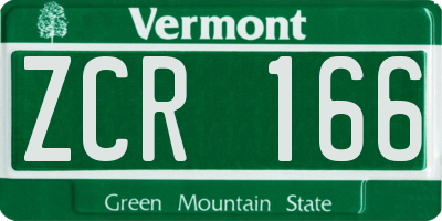 VT license plate ZCR166