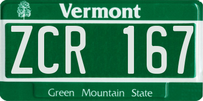 VT license plate ZCR167