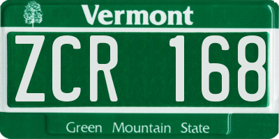 VT license plate ZCR168