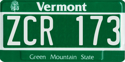 VT license plate ZCR173