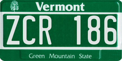VT license plate ZCR186