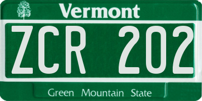VT license plate ZCR202