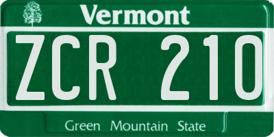 VT license plate ZCR210