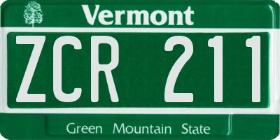 VT license plate ZCR211