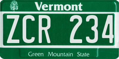 VT license plate ZCR234