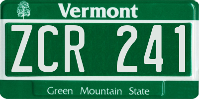 VT license plate ZCR241