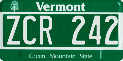 VT license plate ZCR242