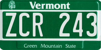 VT license plate ZCR243