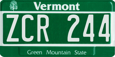 VT license plate ZCR244