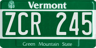 VT license plate ZCR245