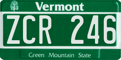 VT license plate ZCR246