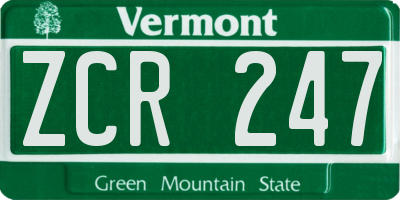 VT license plate ZCR247