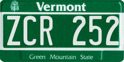VT license plate ZCR252