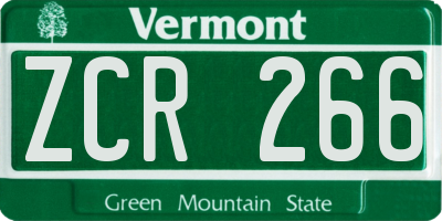 VT license plate ZCR266