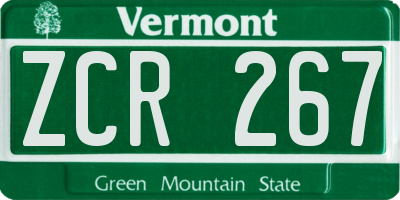VT license plate ZCR267