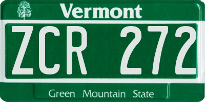 VT license plate ZCR272