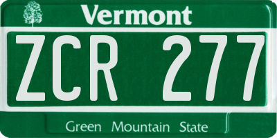 VT license plate ZCR277