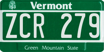 VT license plate ZCR279