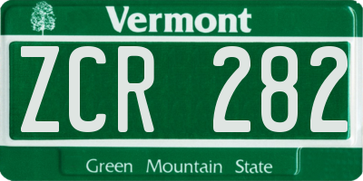 VT license plate ZCR282